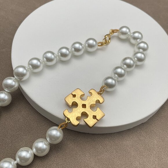 Tory Burch Roxanne Pearl Necklace Gold/ Ivory OS - Picture 6 of 8